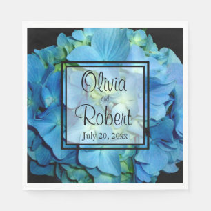 Elegant blue teal floral hydrangeas blue roses napkins
