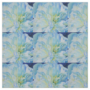 Elegant blue teal floral watercolor fabric