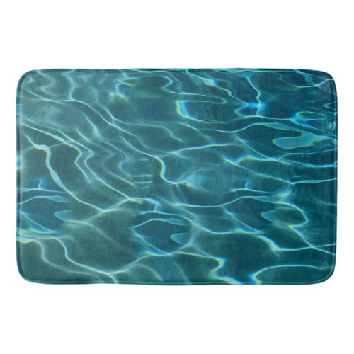 Elegant blue teal water pattern ocean lake waves bath mat