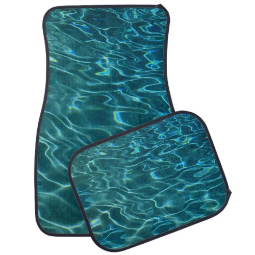 Elegant blue teal water pattern ocean lake waves car floor mat