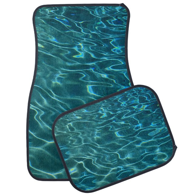 Elegant blue teal water pattern ocean lake waves car floor mat (Set)