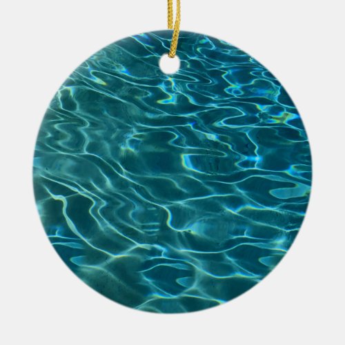 Elegant blue teal water pattern ocean lake waves ceramic ornament