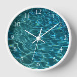 Elegant blue teal water pattern ocean lake waves clock