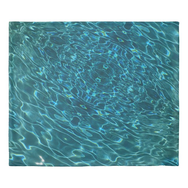 Elegant blue teal water pattern ocean lake waves duvet cover (Front)