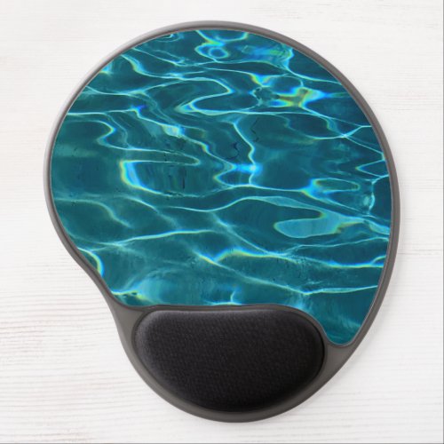 Elegant blue teal water pattern ocean lake waves gel mouse pad