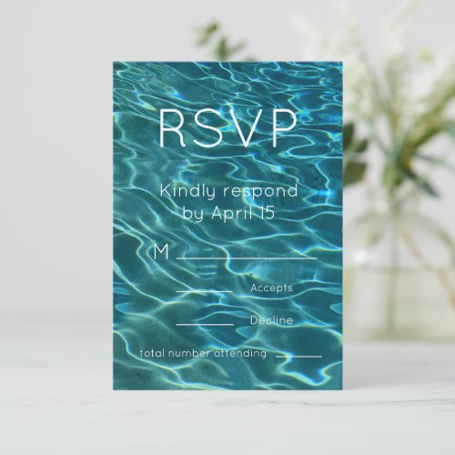 Elegant blue teal water pattern ocean lake waves invitation