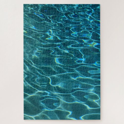 Elegant blue teal water pattern ocean lake waves jigsaw puzzle