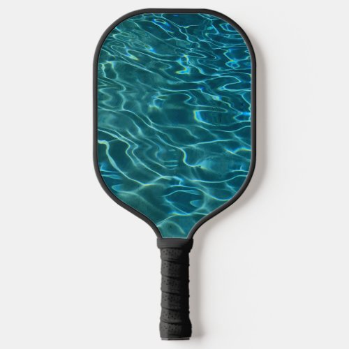 Elegant blue teal water pattern ocean lake waves pickleball paddle