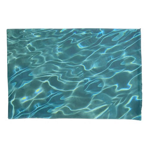 Elegant blue teal water pattern ocean lake waves pillow case