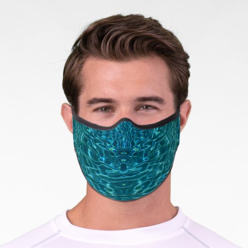 Elegant blue teal water pattern ocean lake waves premium face mask