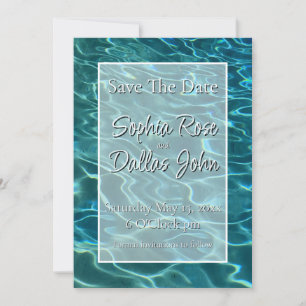 Elegant blue teal water pattern ocean lake waves save the date