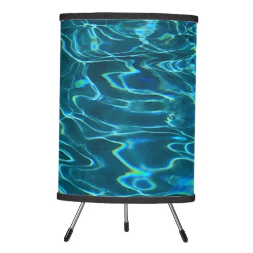 Elegant blue teal water pattern ocean lake waves tripod lamp