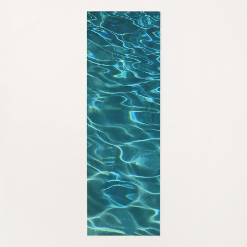 Elegant blue teal water pattern ocean lake waves yoga mat