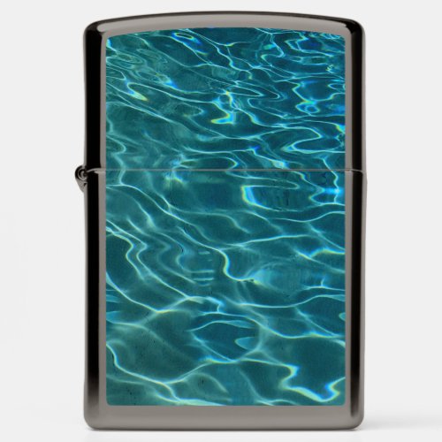 Elegant blue teal water pattern ocean lake waves zippo lighter