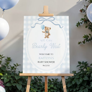 Elegant Blue Teddy Bear Baby Shower Welcome Sign