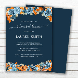 Elegant Blue Terracota Wedding Rehearsal Dinner Invitation