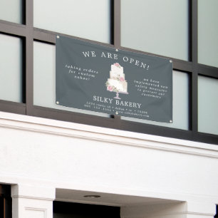 Elegant Blue Three Tier Cake Store Banner