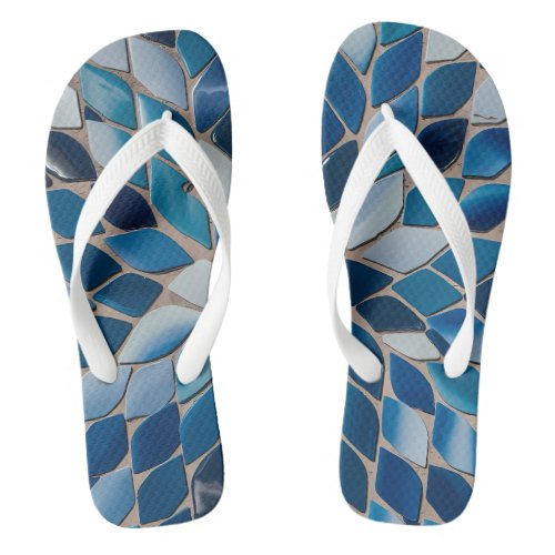 Elegant Blue Tile Flip_Flops Flip Flops