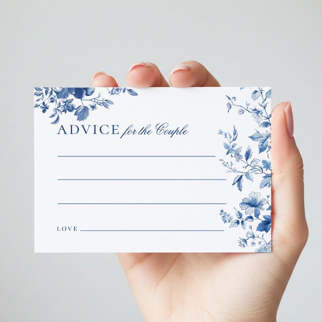 Elegant Blue Toile Chinoiserie Advice Cards (Creator Uploaded)