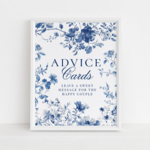 Elegant Blue Toile Chinoiserie Advice Cards Sign