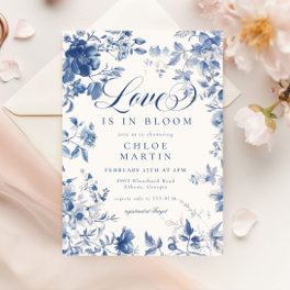Elegant Blue Toile Chinoiserie Bridal Shower Invitation
