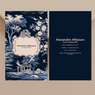 Elegant Blue Toile De Jouy  Business Card