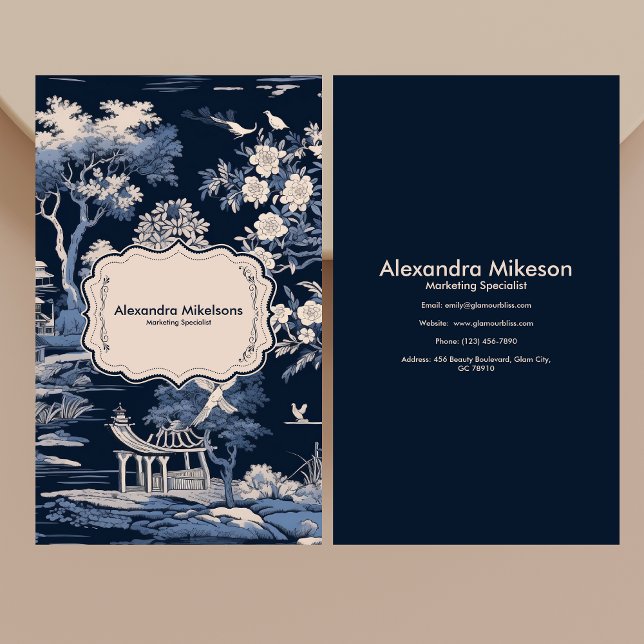 Elegant Blue Toile De Jouy  Business Card (Creator Uploaded)