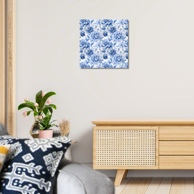 Elegant Blue Toile de Jouy Faux Canvas Print (Creator Uploaded)