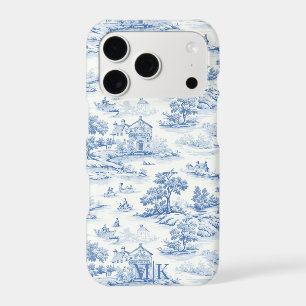 Elegant Blue Toile de Jouy French Pattern iPhone 17 Pro Case