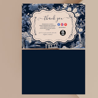Elegant Blue Toile De Jouy Thank You Card