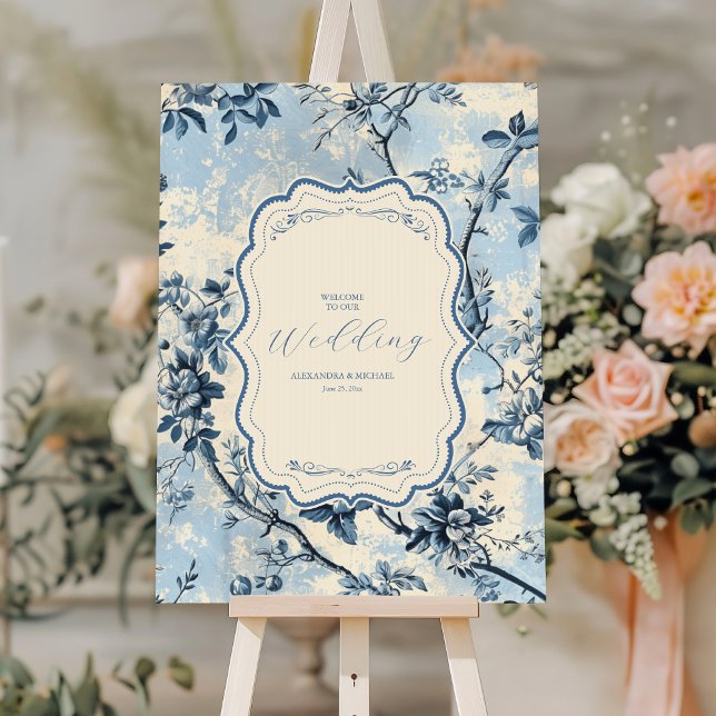 Elegant Blue Toile De Jouy  Wedding Foam Board (Creator Uploaded)