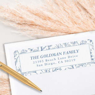Elegant Blue Toile Floral Return Address Labels