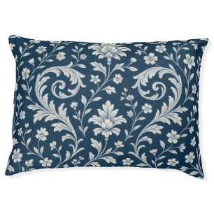 Elegant Blue Tones Floral Dog Bed Stylish