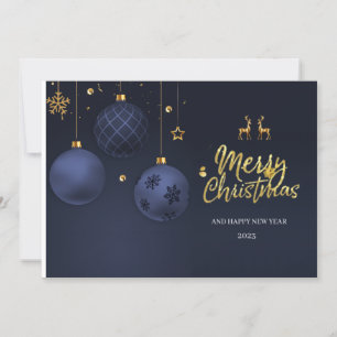 Elegant Blue Traditional Merry Christmas card