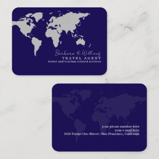 Elegant Blue Travel Agent  Business Card