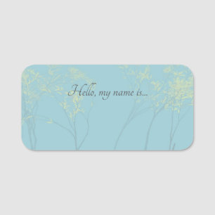 Elegant Blue Tree Art Hello My Name Is Dry Erase Name Tag