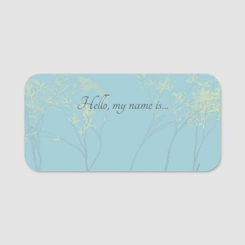 Elegant Blue Tree Art Hello My Name Is Dry Erase Name Tag