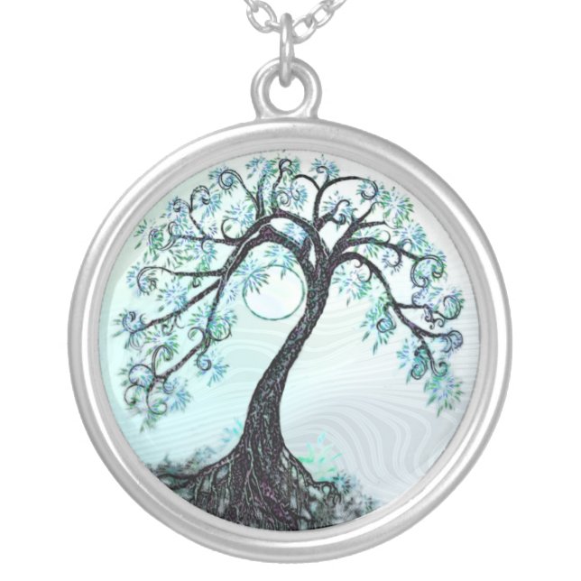 Elegant Blue Tree of life Necklace (Front)