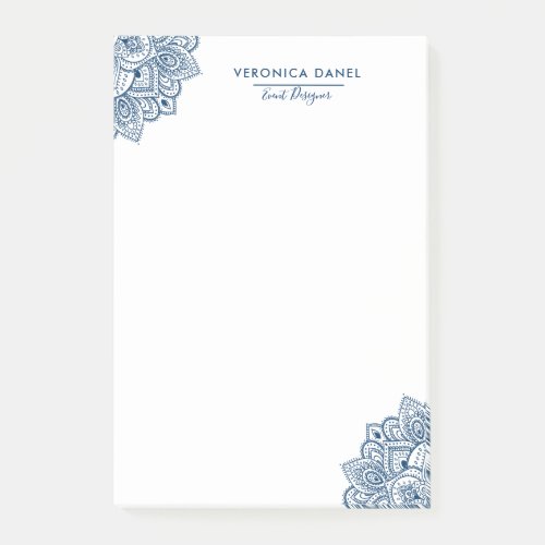 Elegant Blue Tribal Mandala Lace Design Post_it Notes