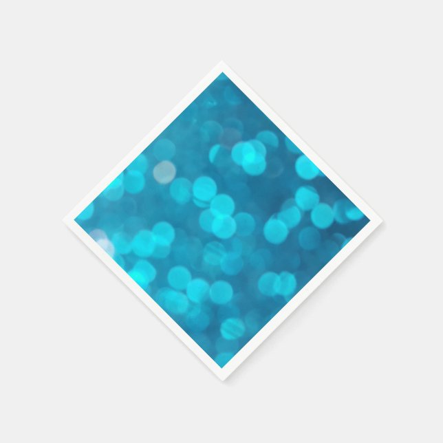 Elegant Blue Turquoise Bokeh Circles Light Pattern Paper Napkins (Corner)