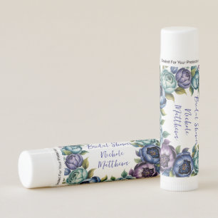 Elegant Blue Turquoise Floral Bridal Shower Lip Balm