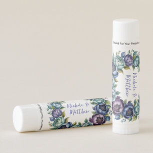 Elegant Blue Turquoise Floral Wedding Favor Lip Balm
