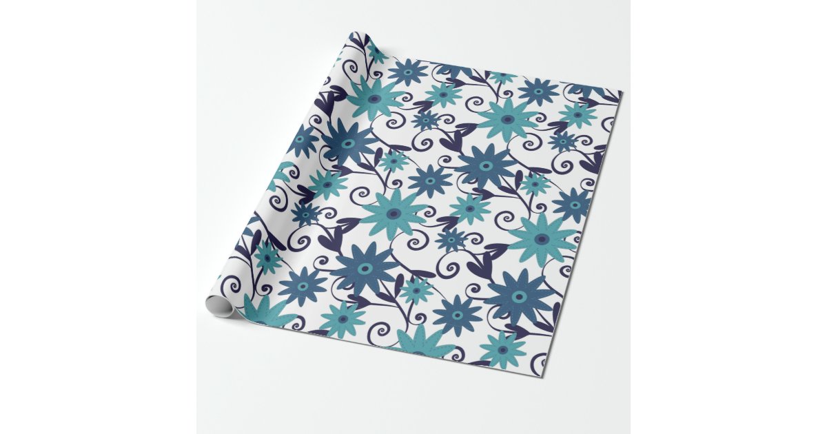 Simple Fall Flower Bridal Shower Wrapping Paper