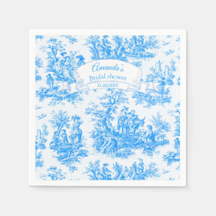 Elegant blue turquoise toile de jouy Bridal shower Napkins