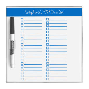 Elegant Blue Two Column Checklist Dry Erase Board