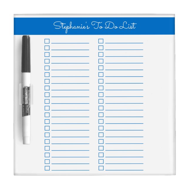Elegant Blue Two Column Checklist Dry Erase Board (Front)