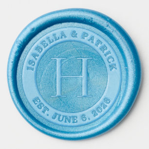 Elegant Blue Typographic Seal Wax Seal Sticker