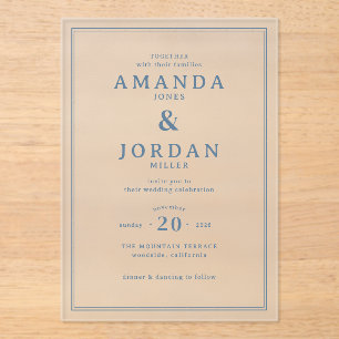 Elegant Blue Typographic Wedding Invitation