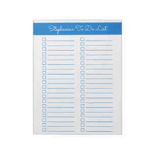 Elegant Blue Vertical 8.5x11 Two Column Checklist Notepad