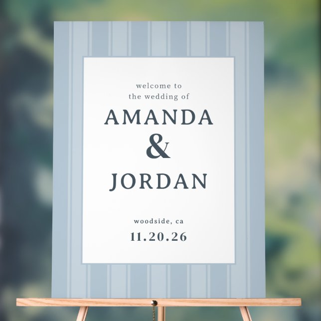 Elegant Blue Vertical Stripes Acrylic Sign (Neutral)